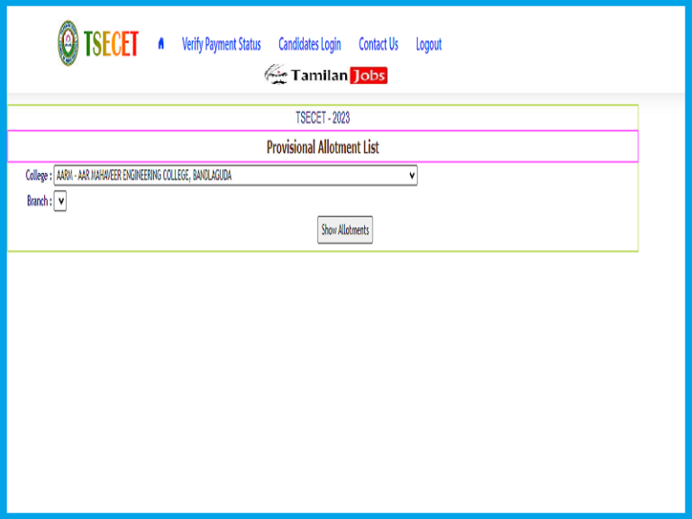 TS ECET 2023 Seat Allotment Result